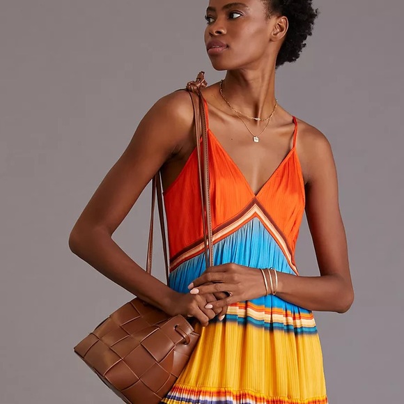 Anthropologie Tanvi Kedia V-Neck Colorblock Midi Dress - Picture 5 of 16